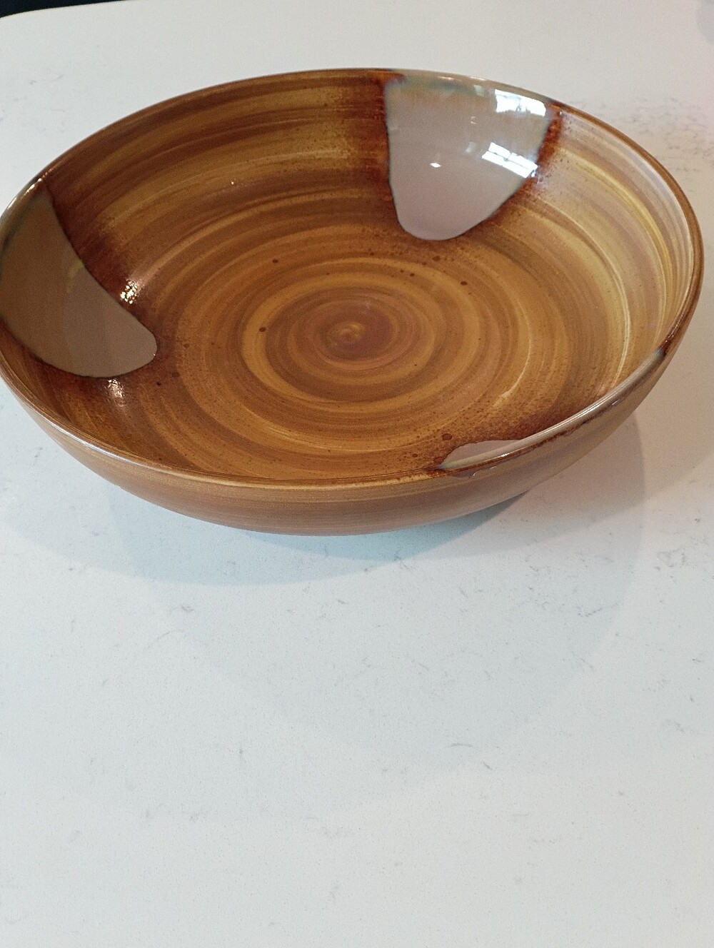 Sango Earth-Tone Stoneware Bowl with Black and Cream Bands